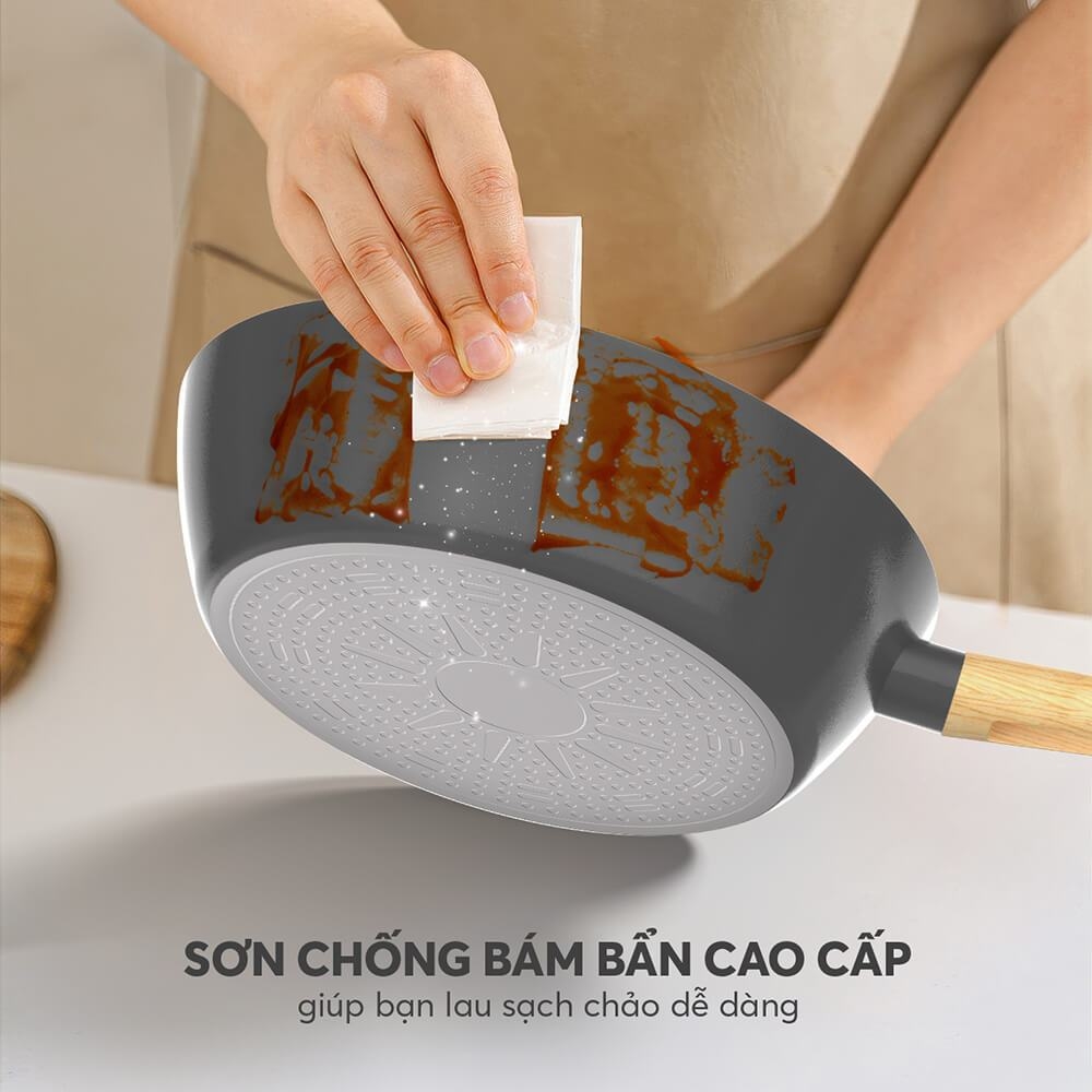 Chảo chống dính vân gỗ Elmich Nature EL-5947 nhiều size, Hàng chính hãng, bắt từ nhanh - JoyMall