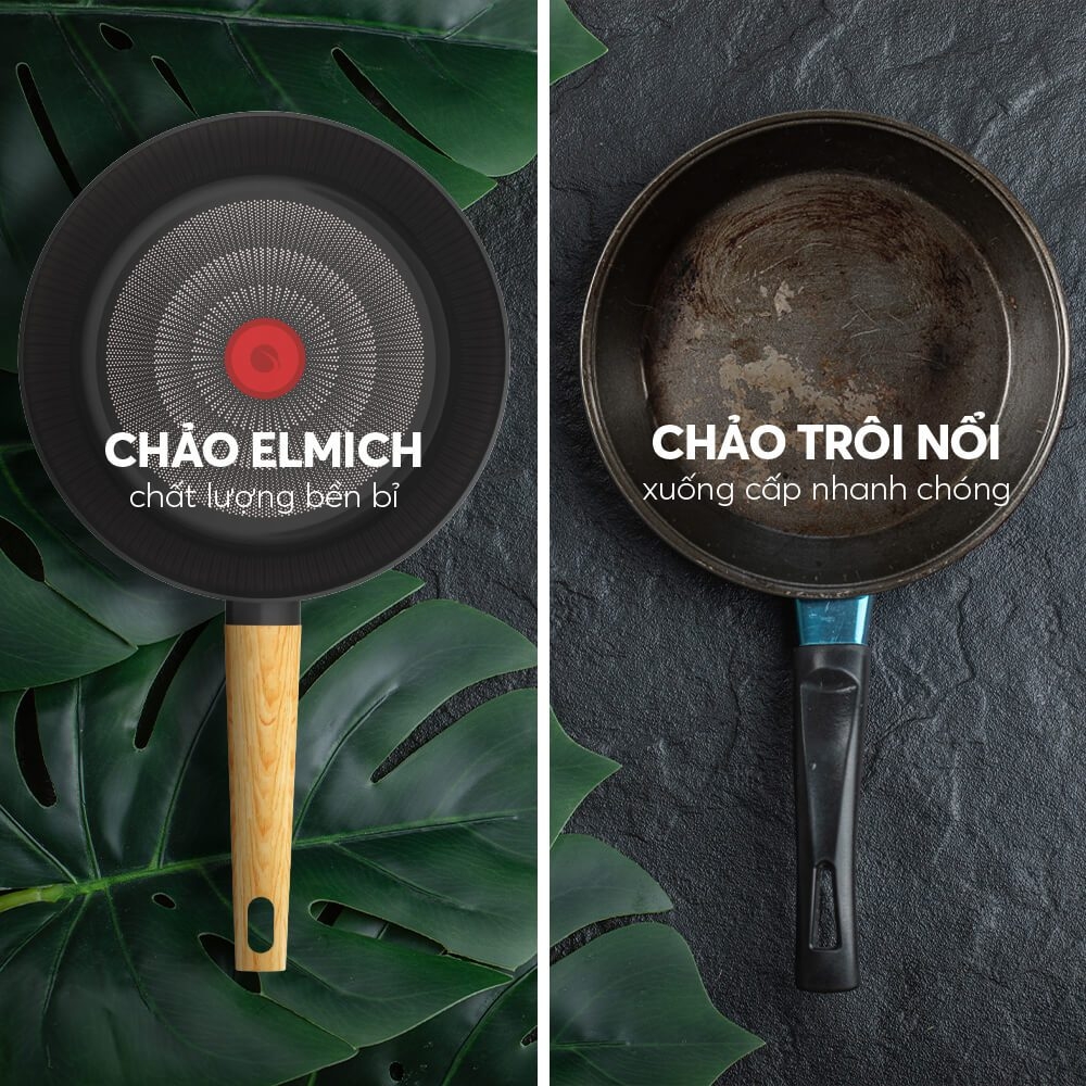Chảo chống dính vân gỗ Elmich Nature EL-5947 nhiều size, Hàng chính hãng, bắt từ nhanh - JoyMall