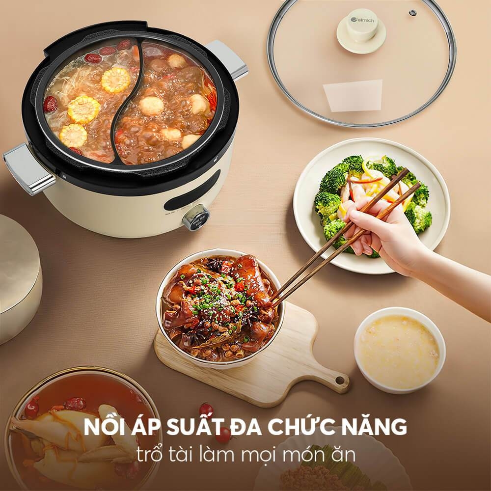 Nồi áp suất điện đa năng Elmich PCE-8576 3,5L, Hàng chính hãng, 6 chế độ nấu, màn hình LCD - JoyMall