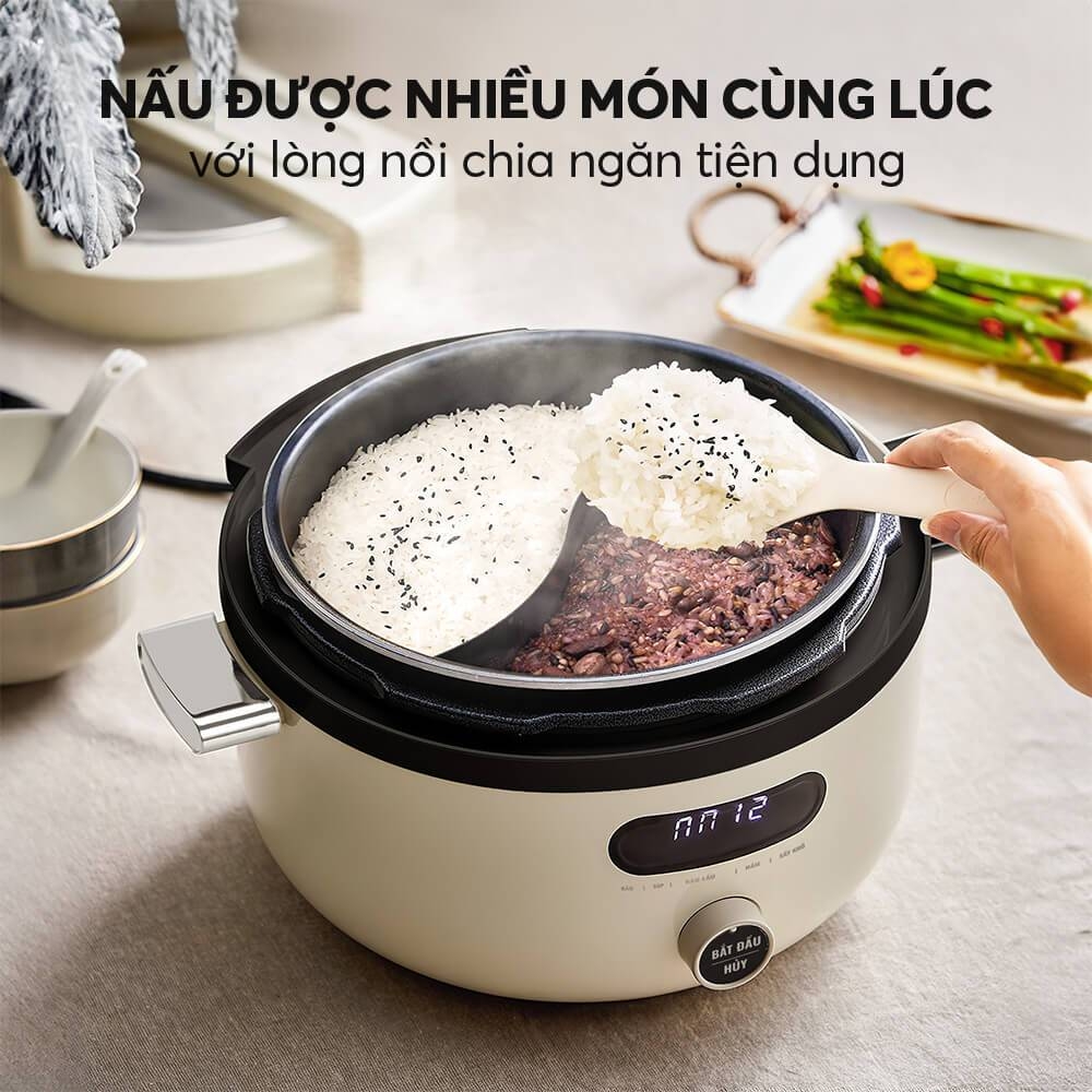 Nồi áp suất điện đa năng Elmich PCE-8576 3,5L, Hàng chính hãng, 6 chế độ nấu, màn hình LCD - JoyMall