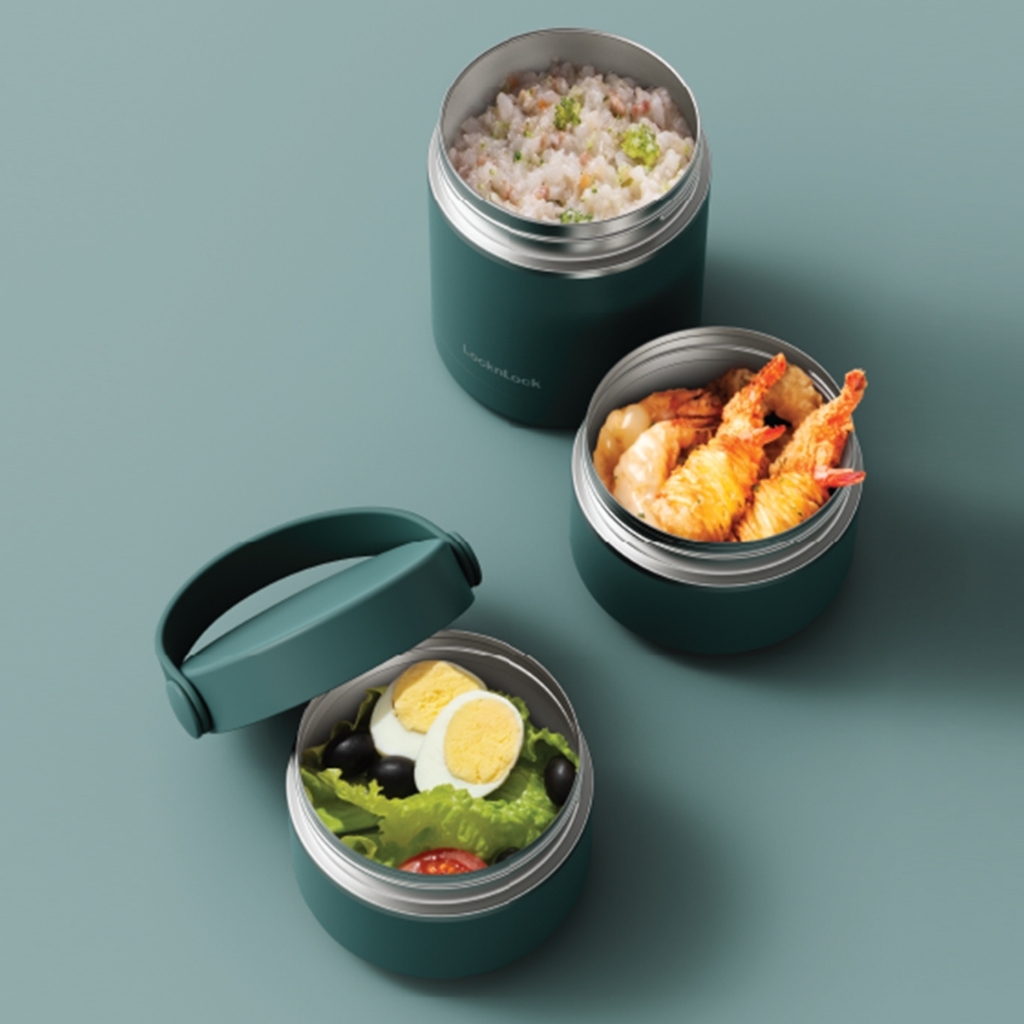 Bộ hộp cơm giữ nhiệt LocknLock LHC8058, Hàng chính hãng, thép không gỉ 304, có tay xách - JoyMall