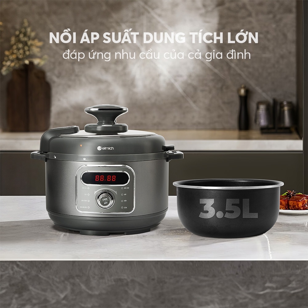 Nồi áp suất điện đa năng Elmich PCE-8575 3.5L, Hàng chính hãng, có thể làm nồi lẩu - JoyMall