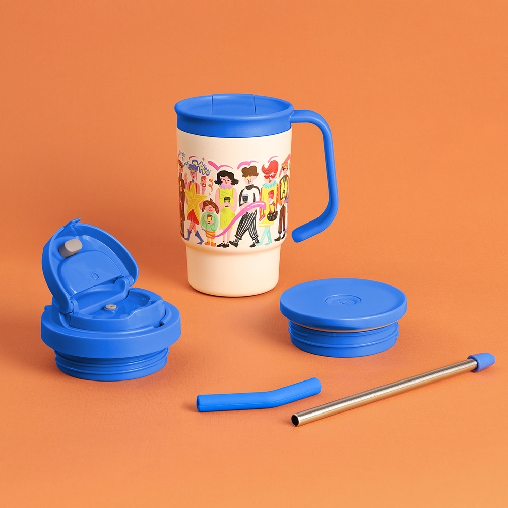 Ly giữ nhiệt LocknLock Vacuum Tumbler LHC3340BLU_TL 400ml, Hàng chính hãng, 3 nắp đậy, có ống hút - JoyMall