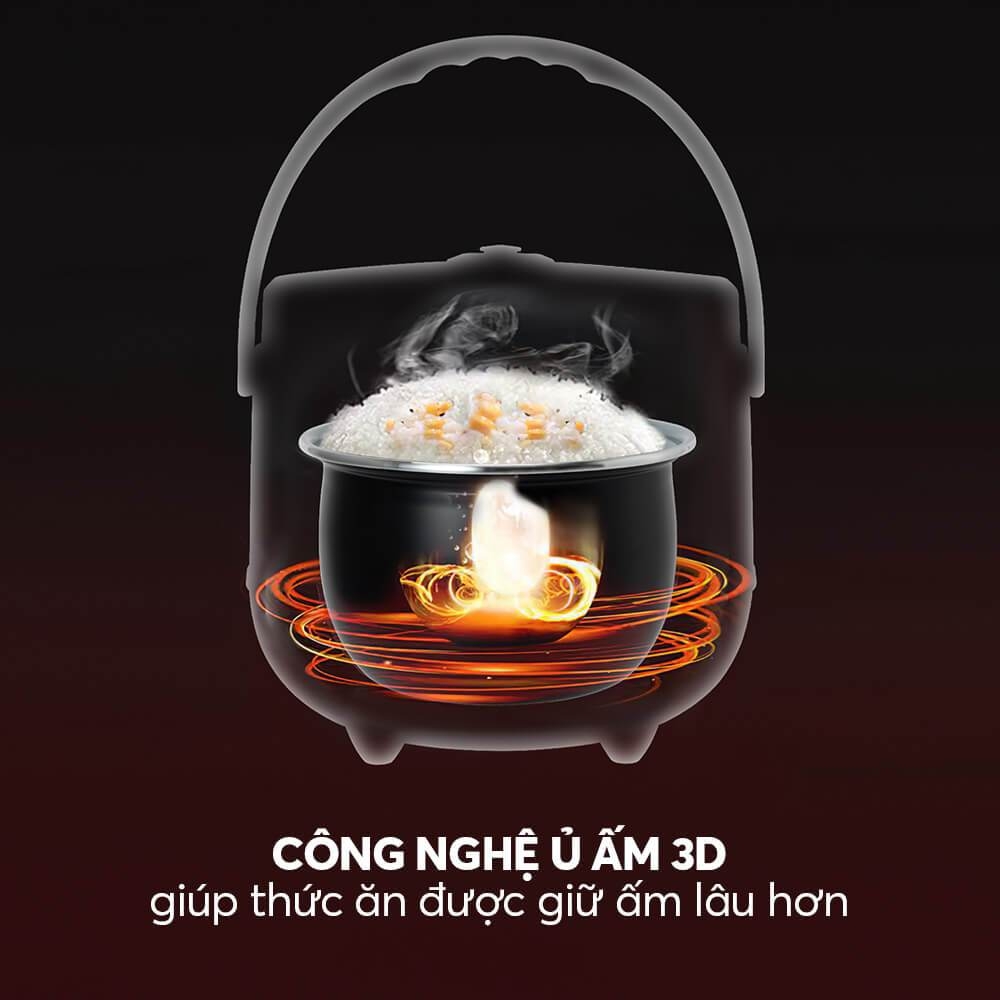 Nồi cơm điện cơ Elmich RCE-9128 1.8L, Hàng chính hãng, công nghệ ủ ấm 3D, khay hấp đi kèm - JoyMall