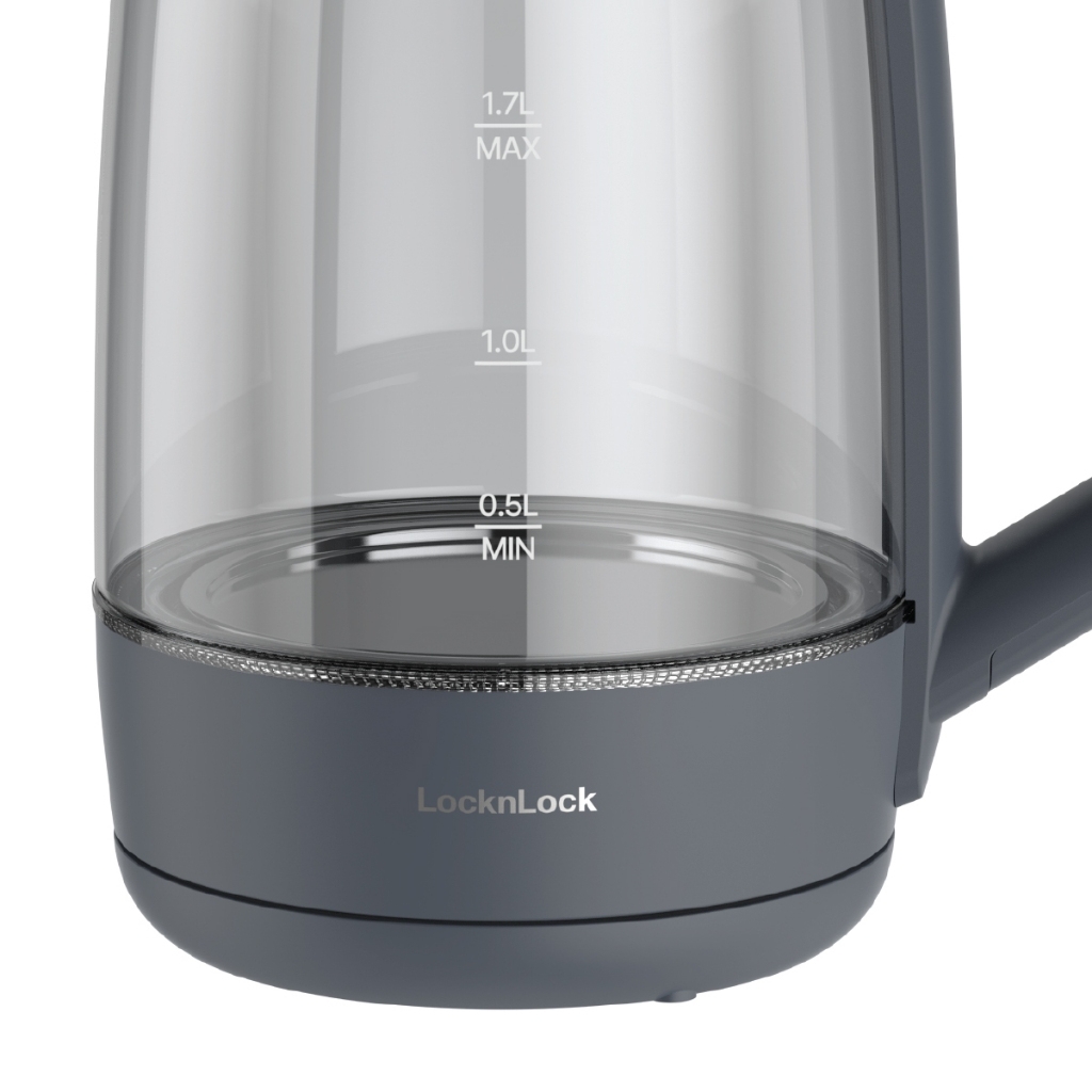 Ấm Đun Siêu Tốc Locknlock Smart Glow Glass Electric Kettle EJK276GRY 1.7L, Hàng Chính Hãng, 5 Mức Nhiệt - JoyMall