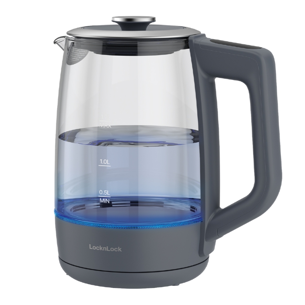 Ấm Đun Siêu Tốc Locknlock Smart Glow Glass Electric Kettle EJK276GRY 1.7L, Hàng Chính Hãng, 5 Mức Nhiệt - JoyMall