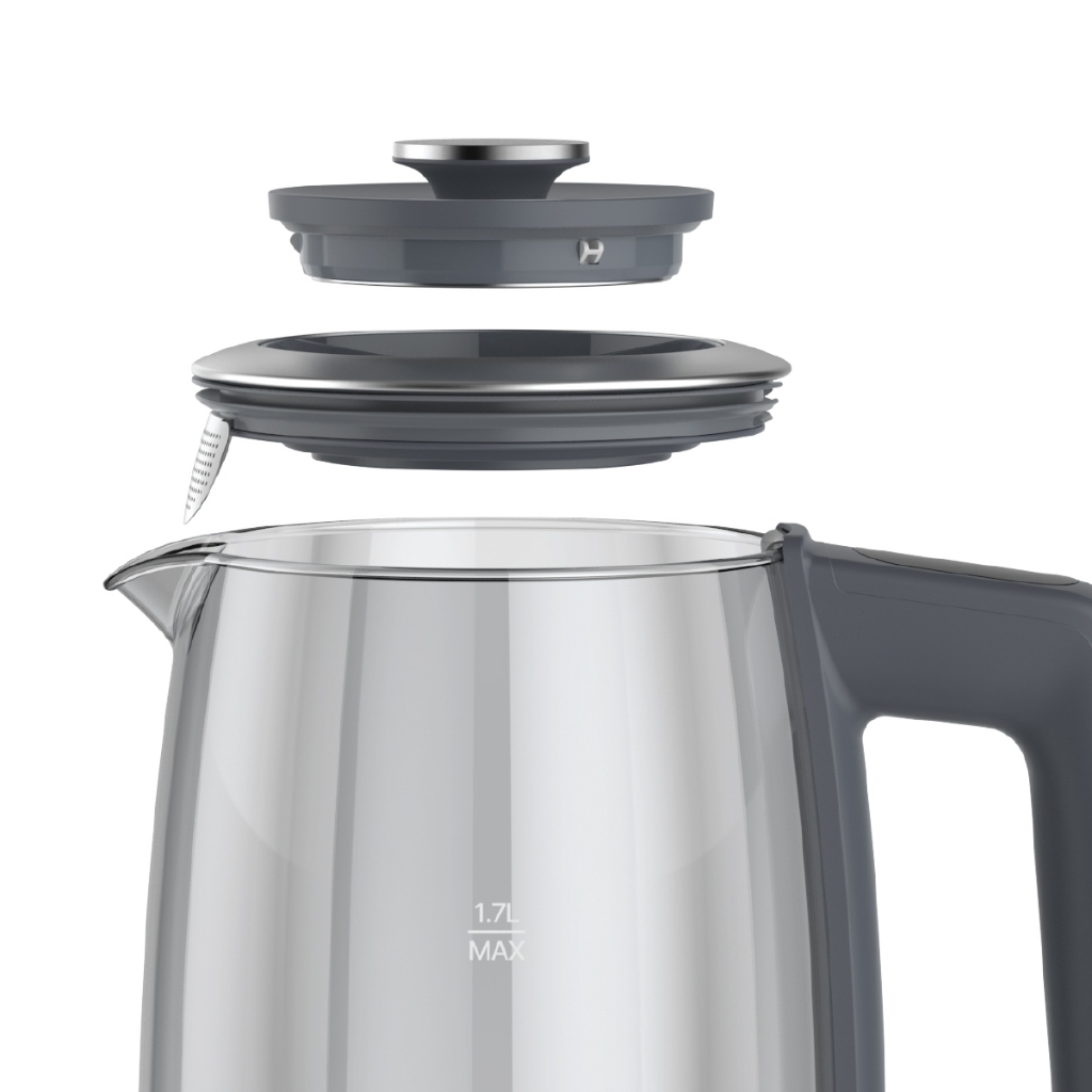 Ấm Đun Siêu Tốc Locknlock Smart Glow Glass Electric Kettle EJK276GRY 1.7L, Hàng Chính Hãng, 5 Mức Nhiệt - JoyMall