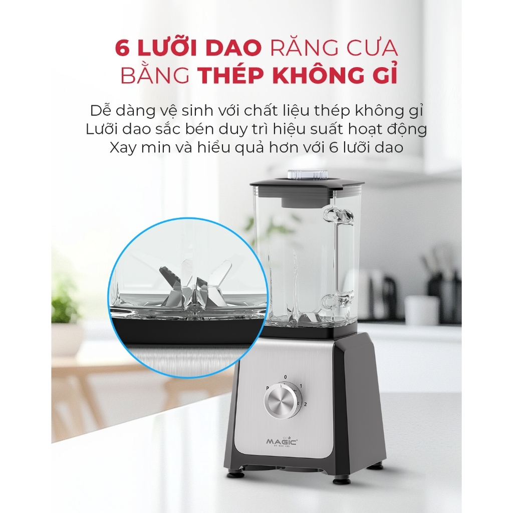 Máy Xay Sinh Tố MAGIC Eco AC-182, AC-183 1200W, Hàng Chính Hãng, 6 Lưỡi Dao Thép Không Gỉ - JoyMall