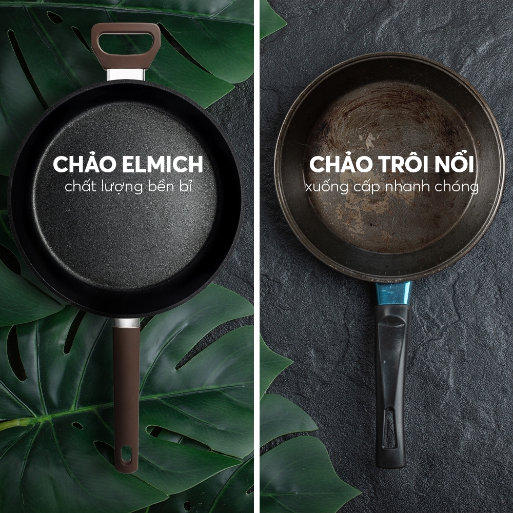 Chảo Chống Dính Siêu Bền Nhập Khẩu Elmich EL-8124 Size 24-28cm, Hàng Chính Hãng,Dùng Mọi Bếp-JoyMall