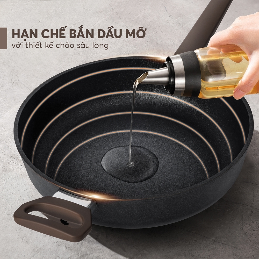 Chảo Chống Dính Siêu Bền Nhập Khẩu Elmich EL-8124 Size 24-28cm, Hàng Chính Hãng,Dùng Mọi Bếp-JoyMall