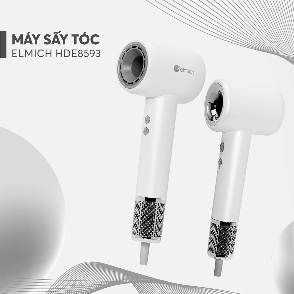 Máy Sấy Tóc Ion Elmich HDE8593, Hàng Chính Hãng, Công Nghệ Sấy Không Cánh, Kèm Đầu Sấy - JoyMall