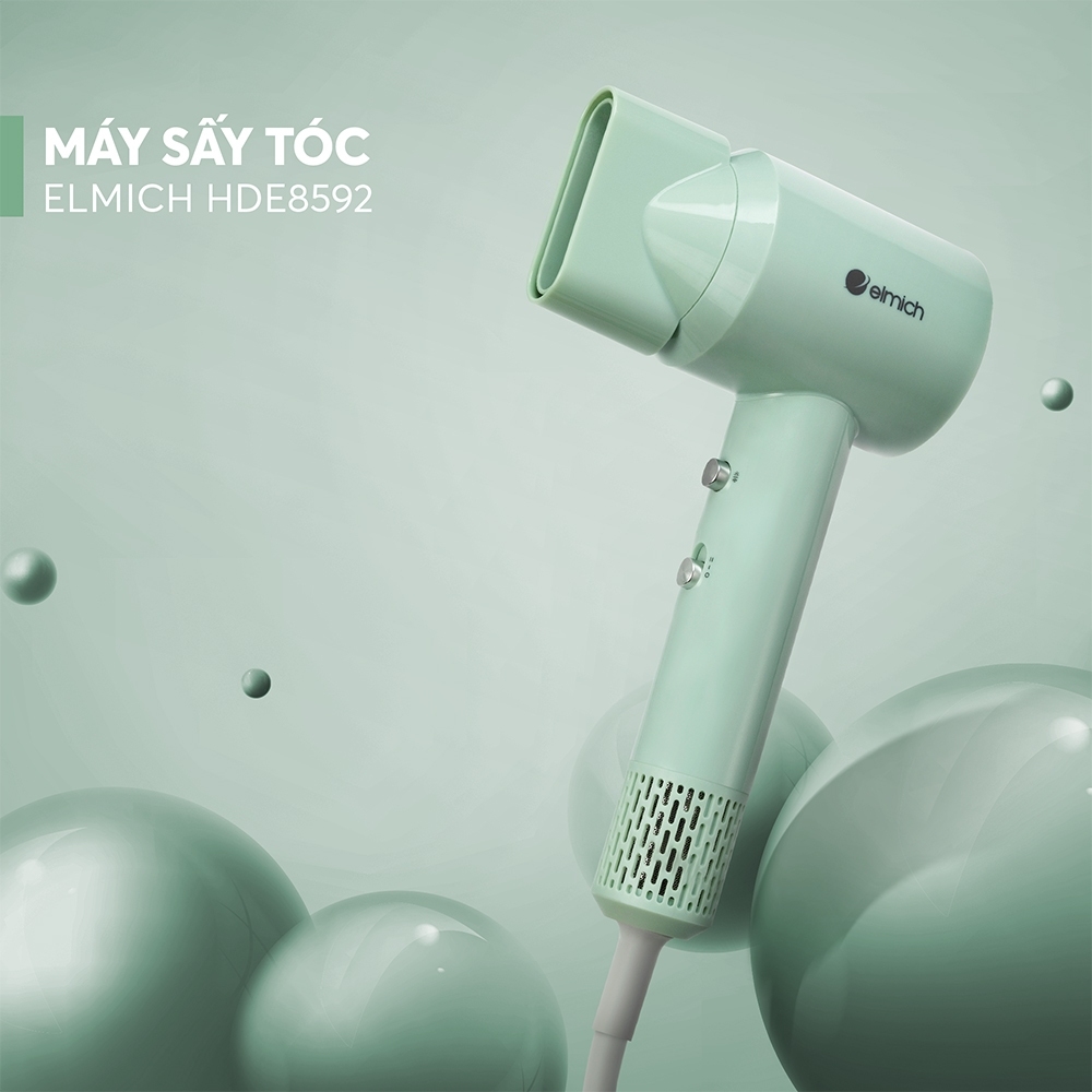 Máy Sấy Tóc Ion Elmich HDE-8592, Hàng Chính Hãng, Công Nghệ Sấy Không Cánh, Kèm Đầu Sấy - JoyMall