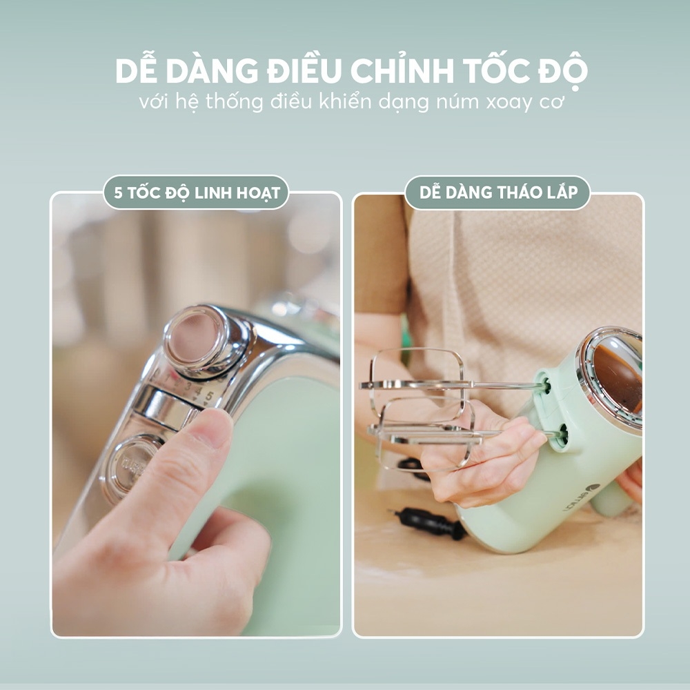 Máy Trộn Bột Cầm Tay Đa Năng Elmich MME-9116 400W, Hàng Chính Hãng, 5 Tốc Độ Trộn - JoyMall