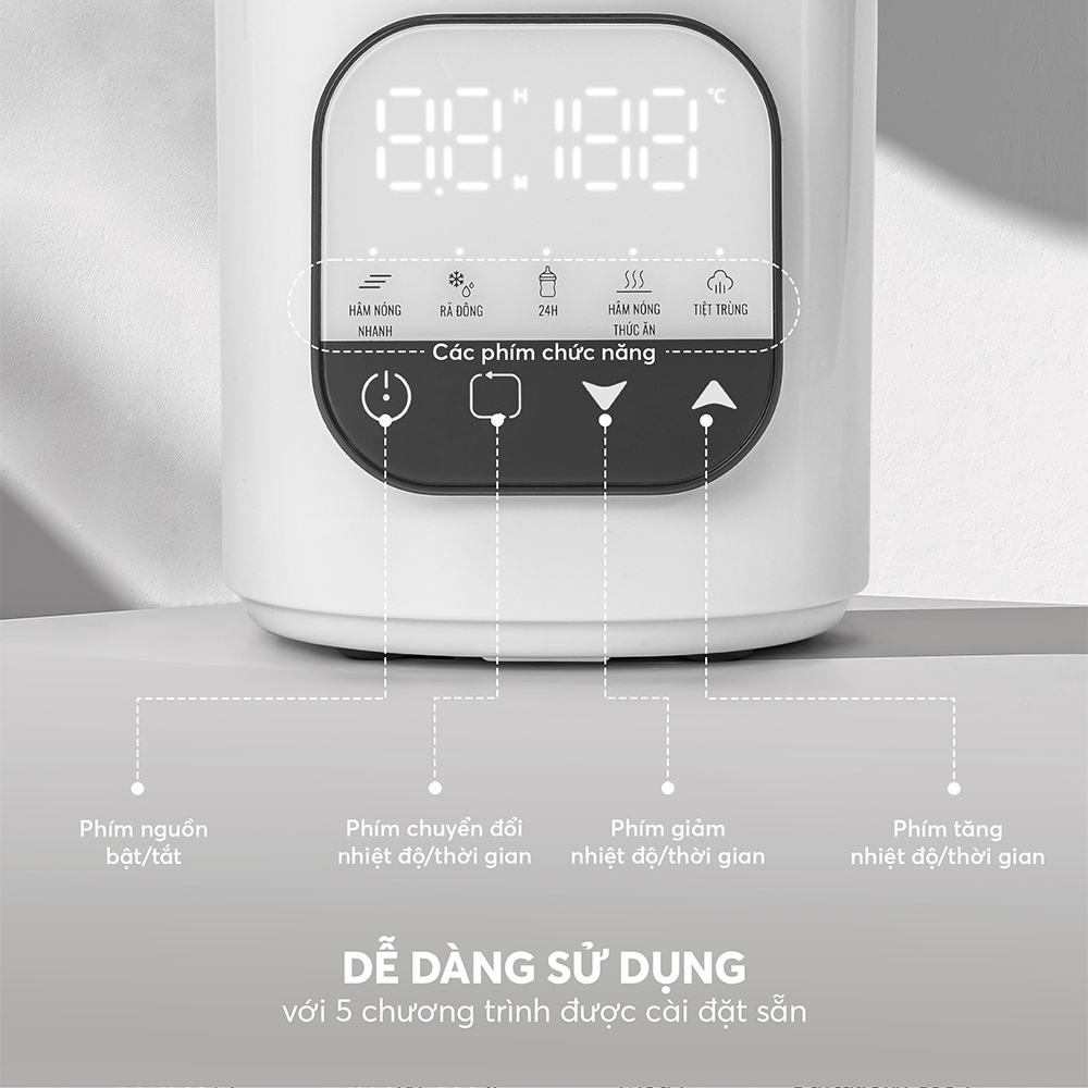 Máy Hâm Sữa Đa Năng Elmich Babycare BWE8618, Hàng Chính Hãng, 5 Chức Năng, Chống Chập Cháy - JoyMall