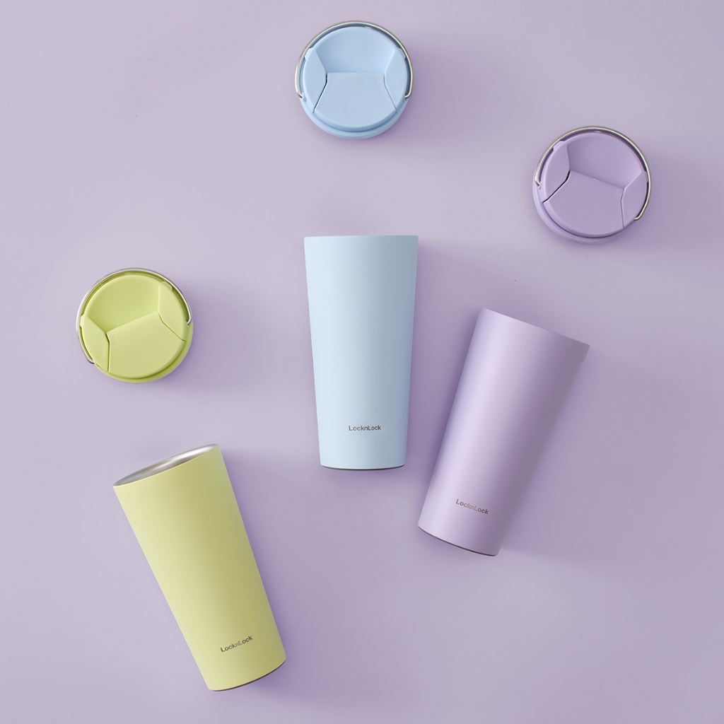 Ly Giữ Nhiệt LocknLock Bucket One Touch LHC3345 550ml, Hàng Chính Hãng, Quai Xách Tiện Lợi - JoyMall