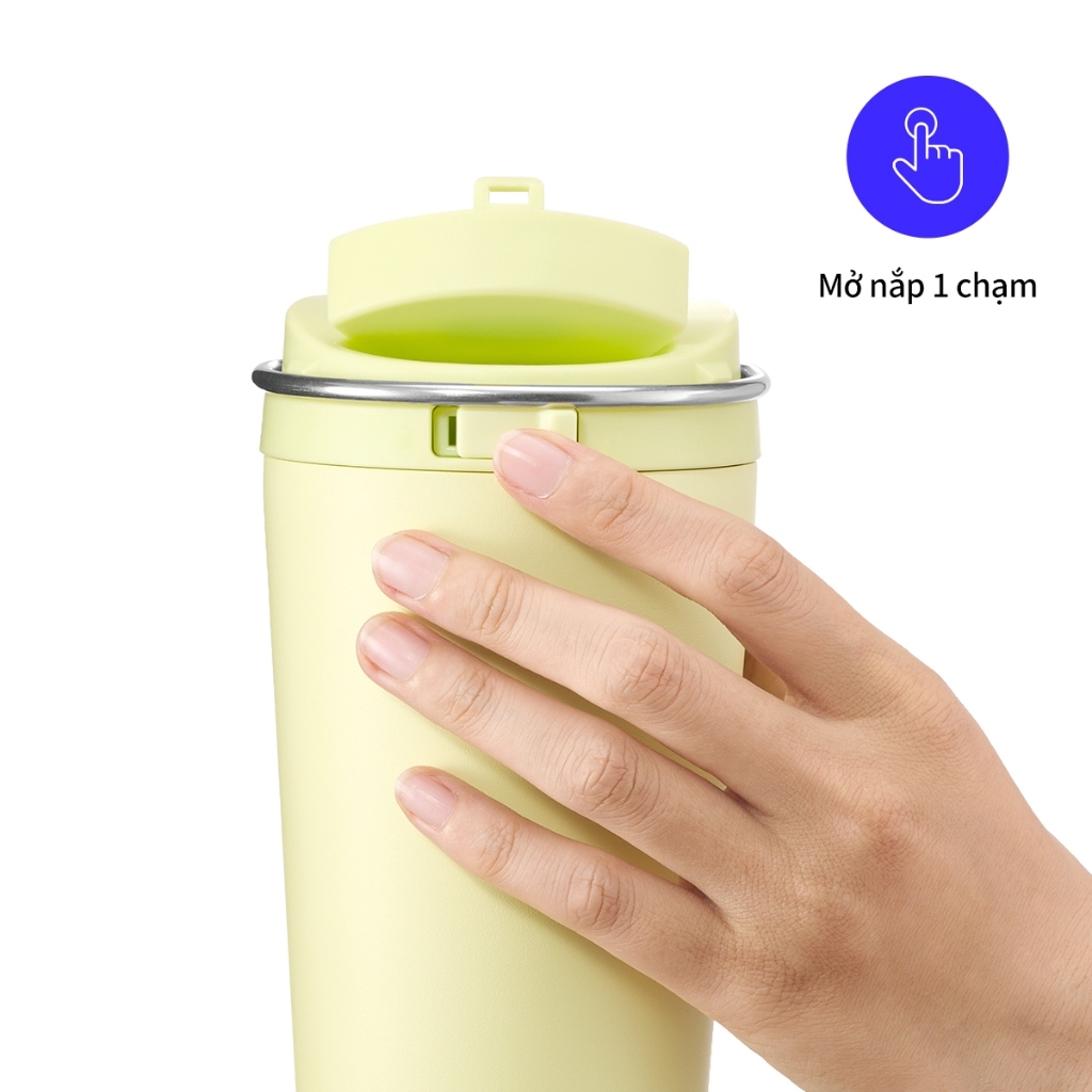 Ly Giữ Nhiệt LocknLock Bucket One Touch LHC3345 550ml, Hàng Chính Hãng, Quai Xách Tiện Lợi - JoyMall
