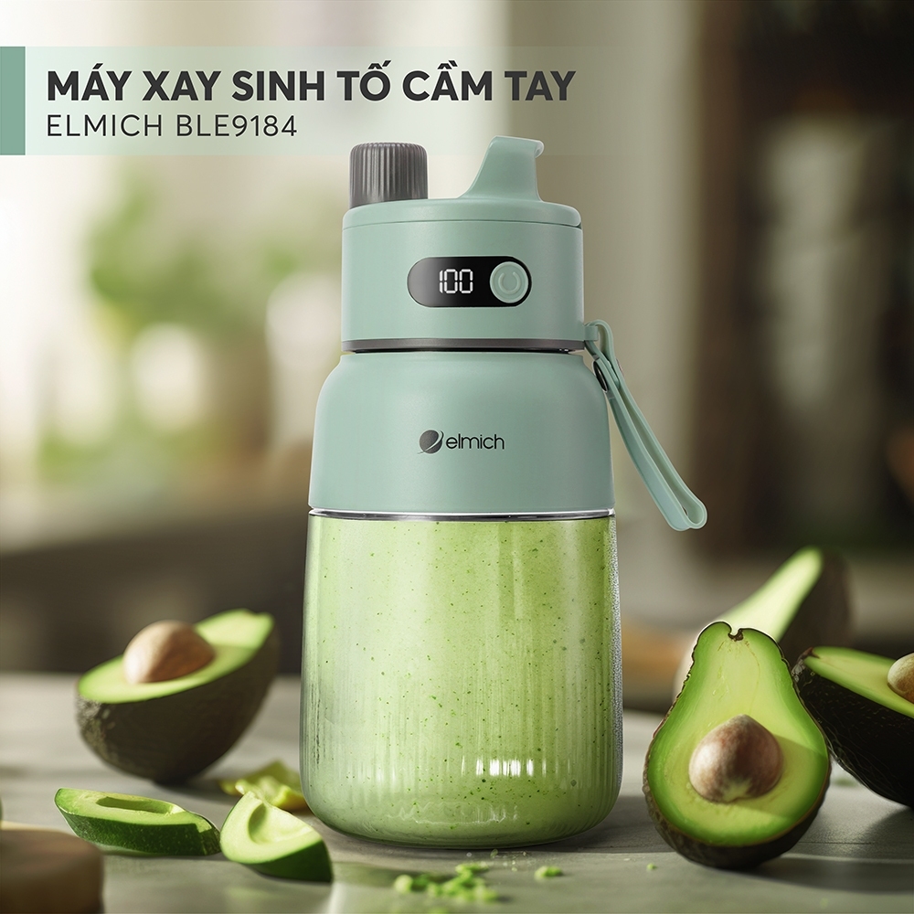 Máy Xay Sinh Tố Cầm Tay Elmich BLE9184 1000ml, Hàng Chính Hãng, Nhỏ Gọn, Dung Lượng Pin Lớn -JoyMall