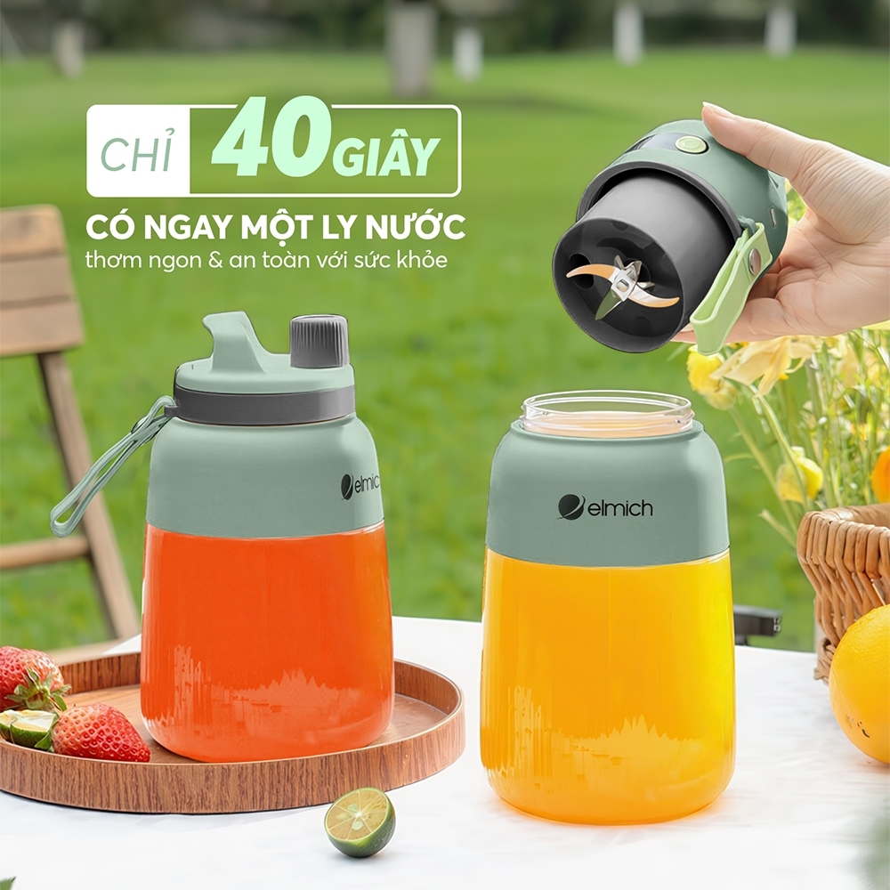 Máy Xay Sinh Tố Cầm Tay Elmich BLE9184 1000ml, Hàng Chính Hãng, Nhỏ Gọn, Dung Lượng Pin Lớn -JoyMall