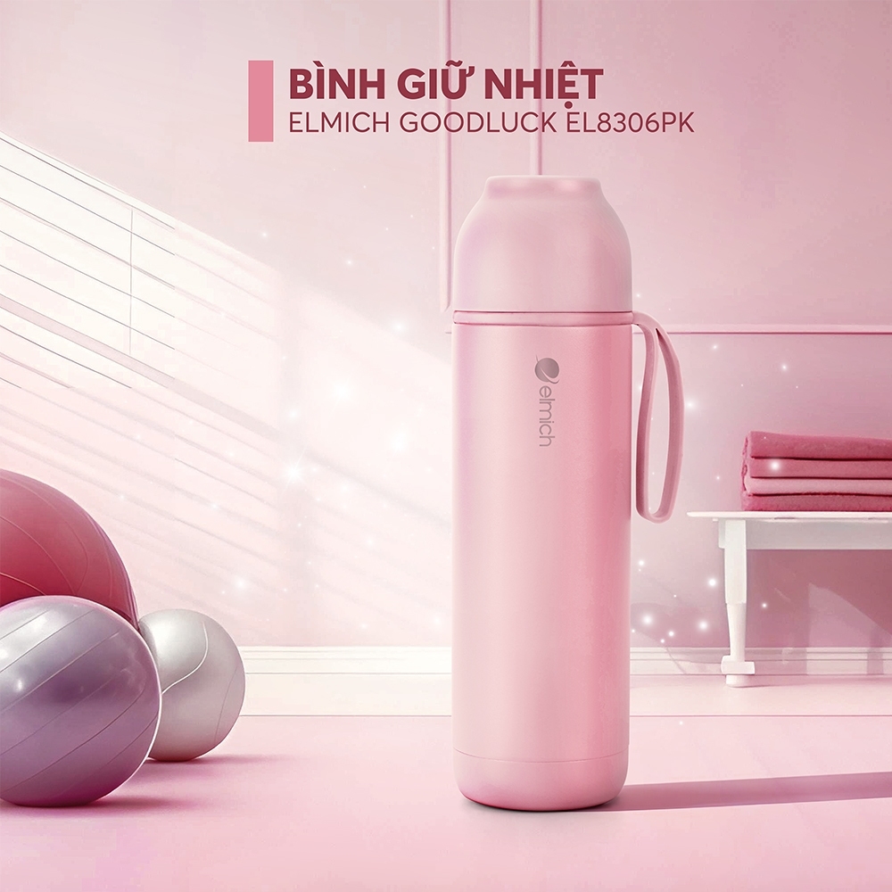 Bình Giữ Nhiệt Inox 316 Elmich Goodluck EL8306 500ml, Hàng Chính Hãng, Nắp Mở 1 Chạm - JoyMall