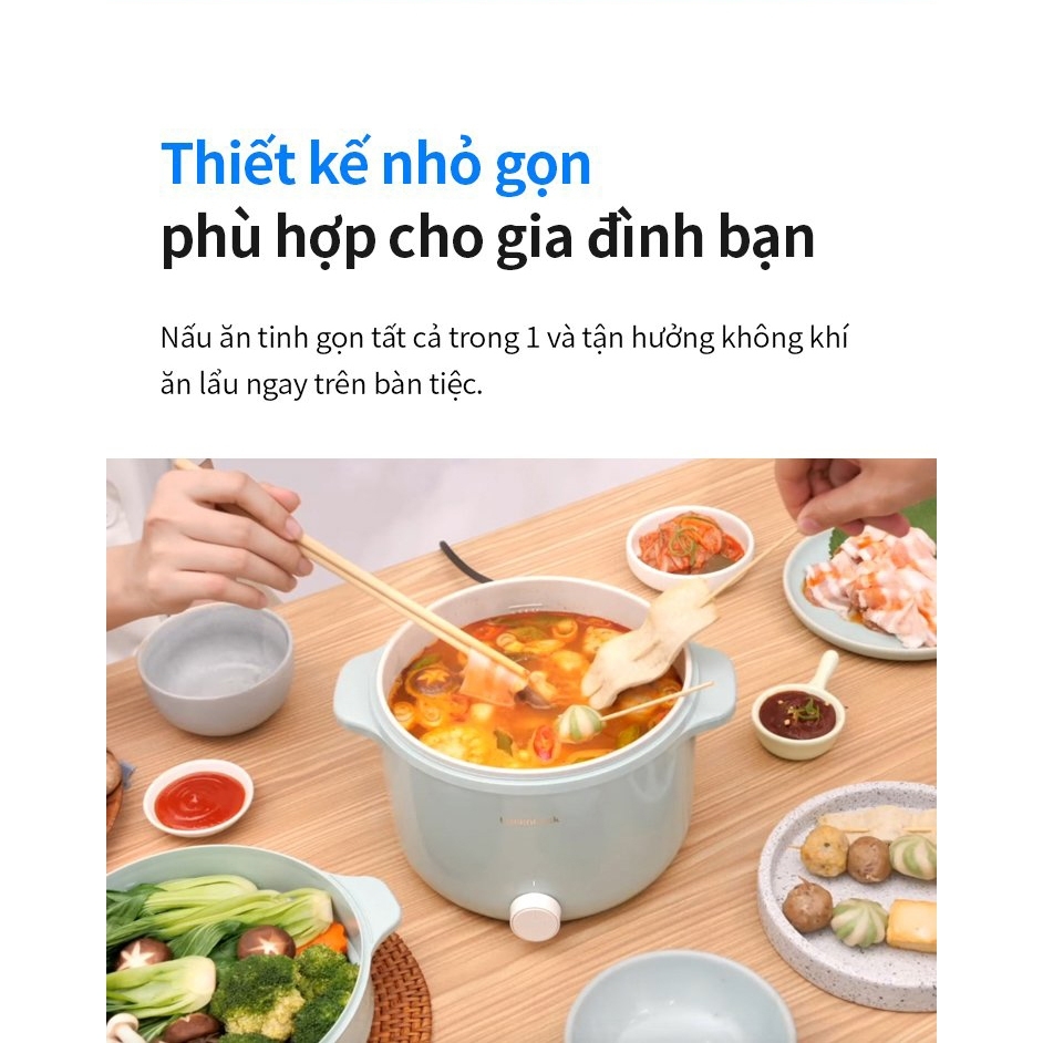 Nồi Lẩu Hấp Điện Đa Năng LocknLock Electric Multi Pot 2L EJP156MIT 600W, Hàng Chính Hãng - JoyMall