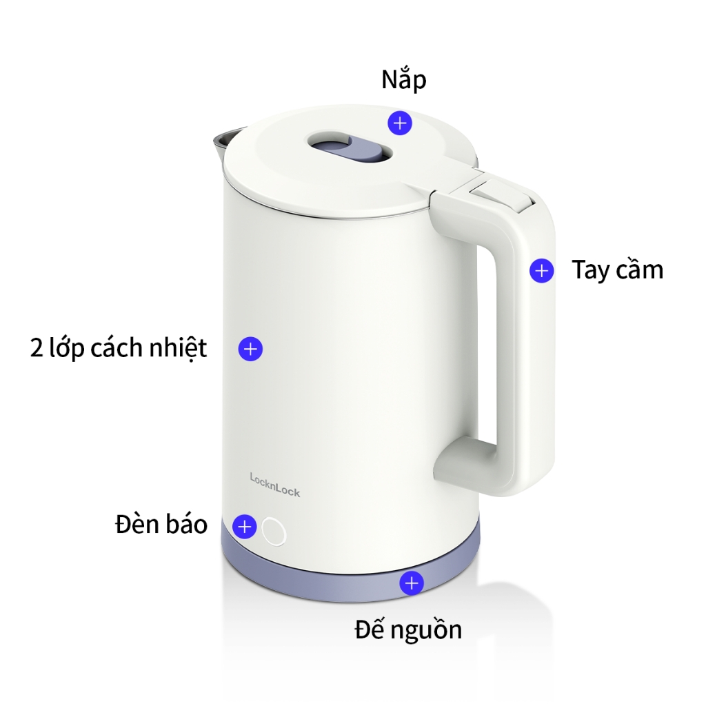 Ấm Đun Siêu Tốc LocknLock EJK728IVY 1.7L 1850-2200W, Hàng Chính Hãng, Nút Kéo Mở Nắp - JoyMall