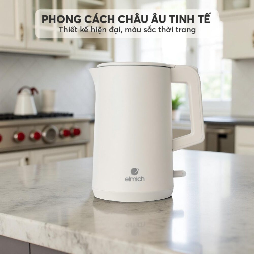 Ấm Đun Nước Siêu Tốc Elmich KEE9144 1.7L 1850W, Hàng Chính Hãng, Inox 304, Đun Sôi Nhanh 45s-JoyMall