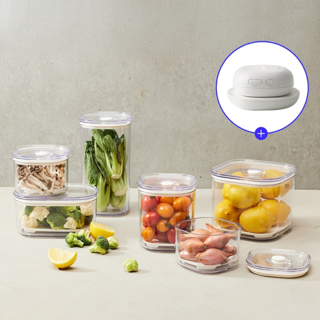 Bộ Máy Hút Chân Không Và Hộp Bảo Quản Thực Phẩm LocknLock 7 Món LVC401S7, Hàng Chính Hãng - JoyMall