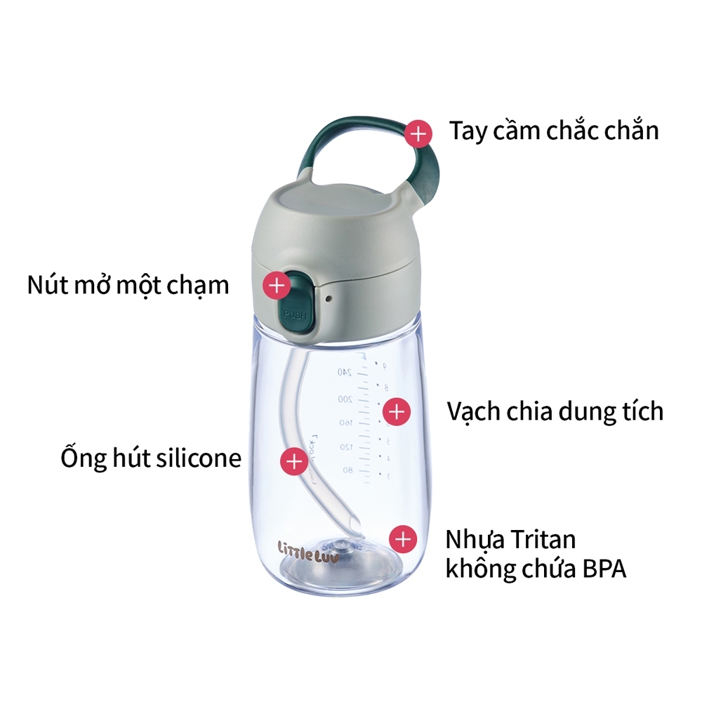 Bình Nước Nhựa LocknLock Little Luv Switch Tritan HAP918 Có Ống Hút 410ml, Hàng Chính Hãng - JoyMall