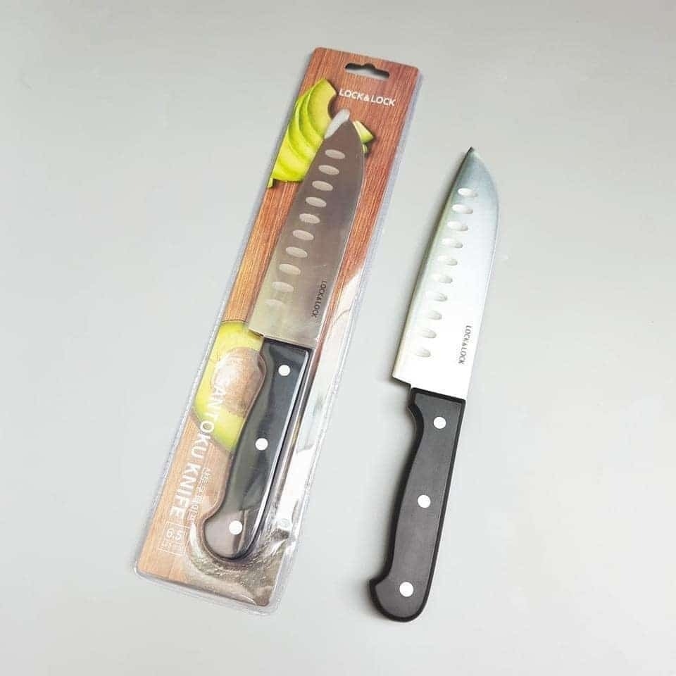 Dao Santoku LocknLock CKK921 6.5inch, Hàng Chính Hãng, Thép Không Gỉ, Tay Cấm Tiện Dụng - JoyMall