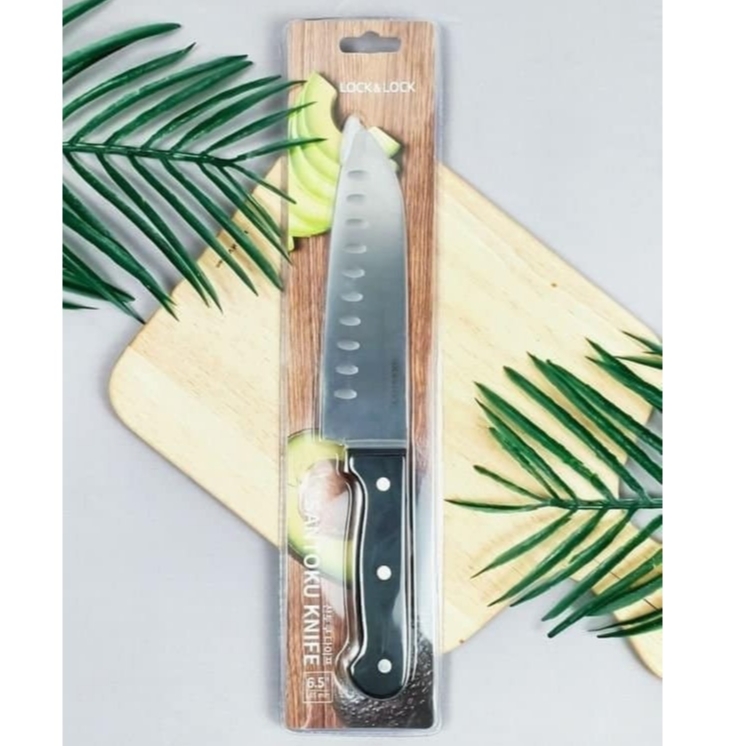 Dao Santoku LocknLock CKK921 6.5inch, Hàng Chính Hãng, Thép Không Gỉ, Tay Cấm Tiện Dụng - JoyMall