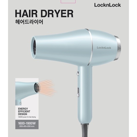 Máy Sấy Tóc LocknLock Hair Dryer ENA144LBLU 1600 -1900W, Hàng Chính Hãng, 3 Chế Độ Nhiệt - JoyMall
