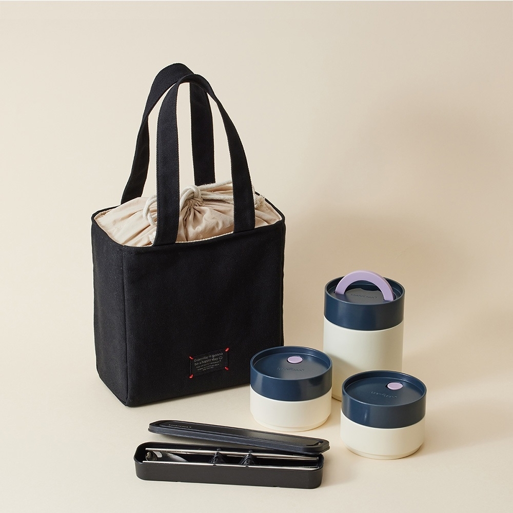 Bộ 3 Hộp Cơm Giữ Nhiệt LocknLock LHC8014IVY 1020ml, Hàng Chính Hãng, Kèm Muỗng Đũa Và Túi - JoyMall