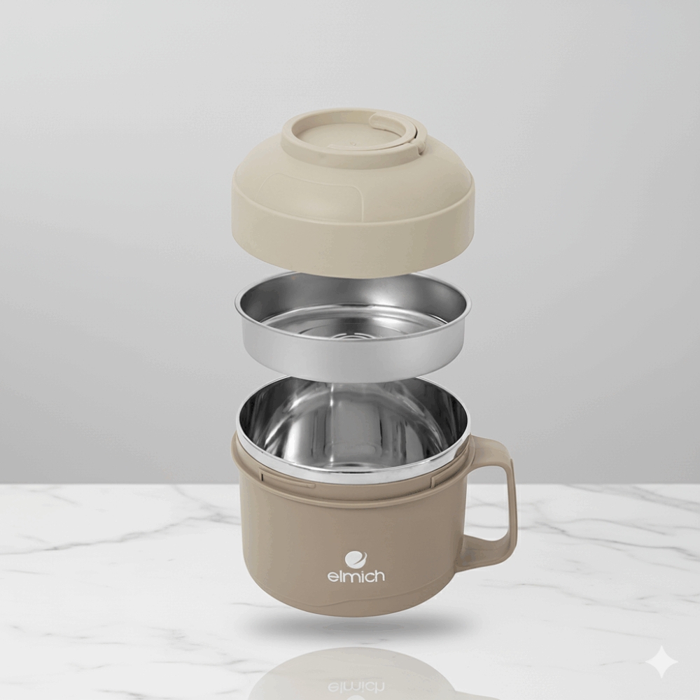 Hộp Cơm Inox 304 Elmich EL1318 1L, Hàng Chính Hãng, Thiết Kế 3 Trong 1 - JoyMall