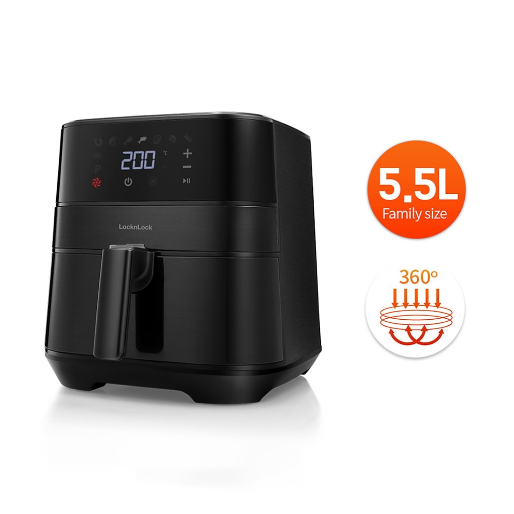 Nồi Chiên Không Dầu LocknLock Deluxe Air Fryer EJF284BLK 5.5L - Hàng Chính Hãng, 8 Chế Độ Cài Đặt Sẵn - JoyMall