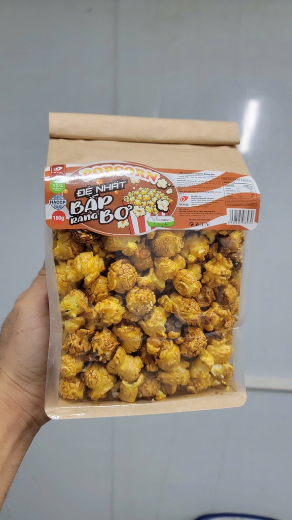 Bắp rang bơ POPCORN vị caramen đường đen - gói 180g