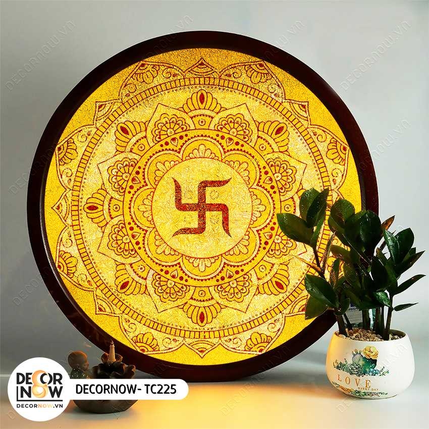 Tranh Trúc Chỉ In, Đèn Hào Quang Om Mani Padme Hum DECORNOW DCN-TC226
