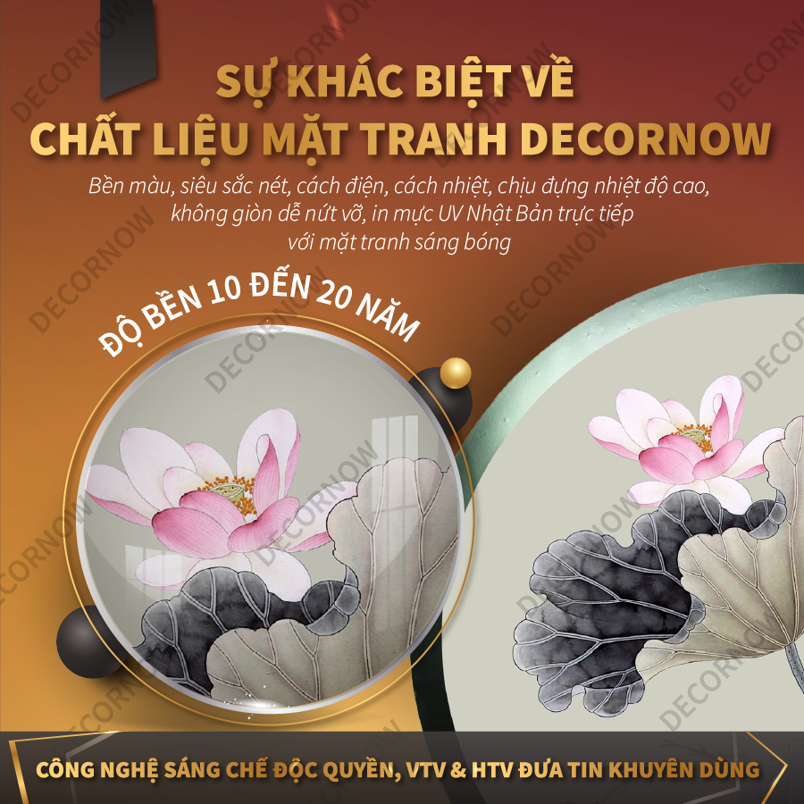 Tranh Trúc Chỉ In, Đèn Hào Quang Hoạ Tiết Màu DECORNOW DCN-TC412