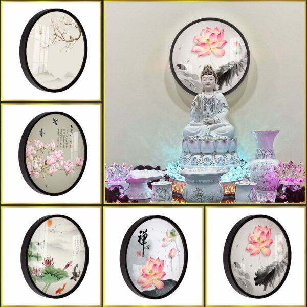 Tranh Hoằng Pháp Tròn Các Tầng Mây Cung Trời Đao Lợi DecorNow HD75