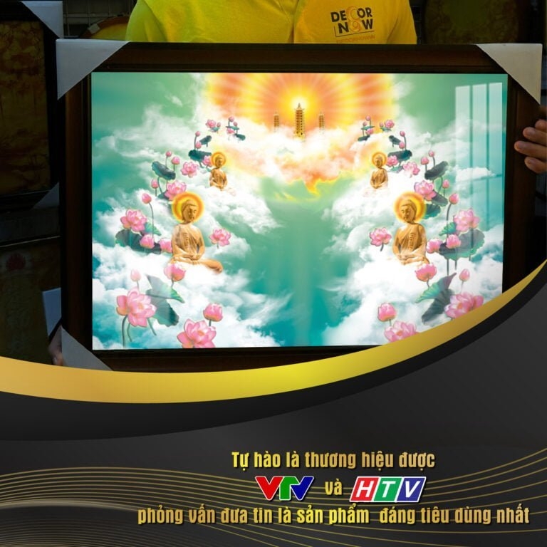 Tranh Hoằng Pháp Vuông Mây Trời Cung Trời Đao Lợi DecorNow HD37