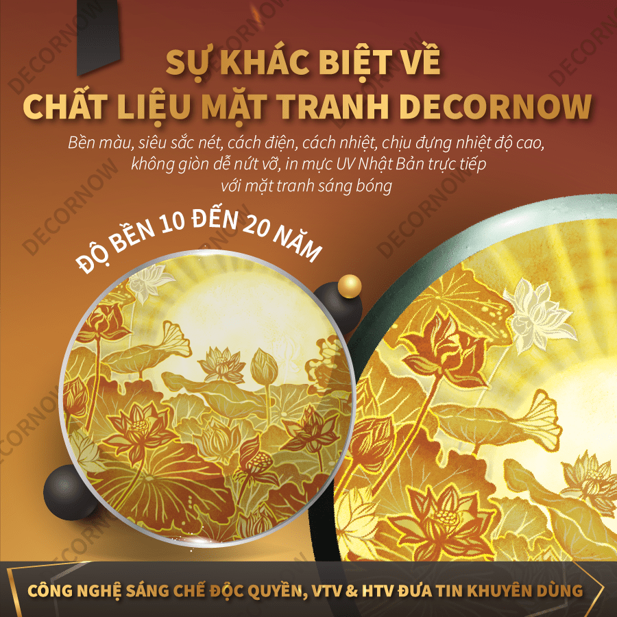 Tranh Trúc Chỉ In, Đèn Hào Quang Hoa Sen DECORNOW DCN-TC4