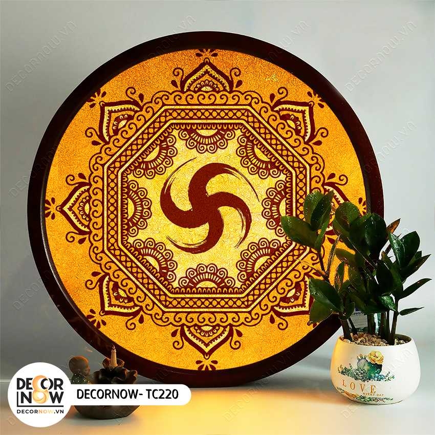 Tranh Trúc Chỉ In, Đèn Hào Quang Om Mani Padme Hum DECORNOW DCN-TC226