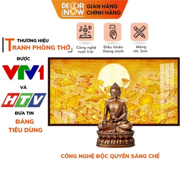 Tranh Trúc Chỉ Ngang In Hoa Sen DECORNOW DCN-TC90