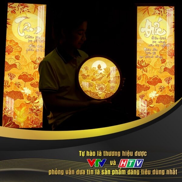 Tranh Hoằng Pháp Đối Hoa Sen Mặt Trăng DecorNow TC174