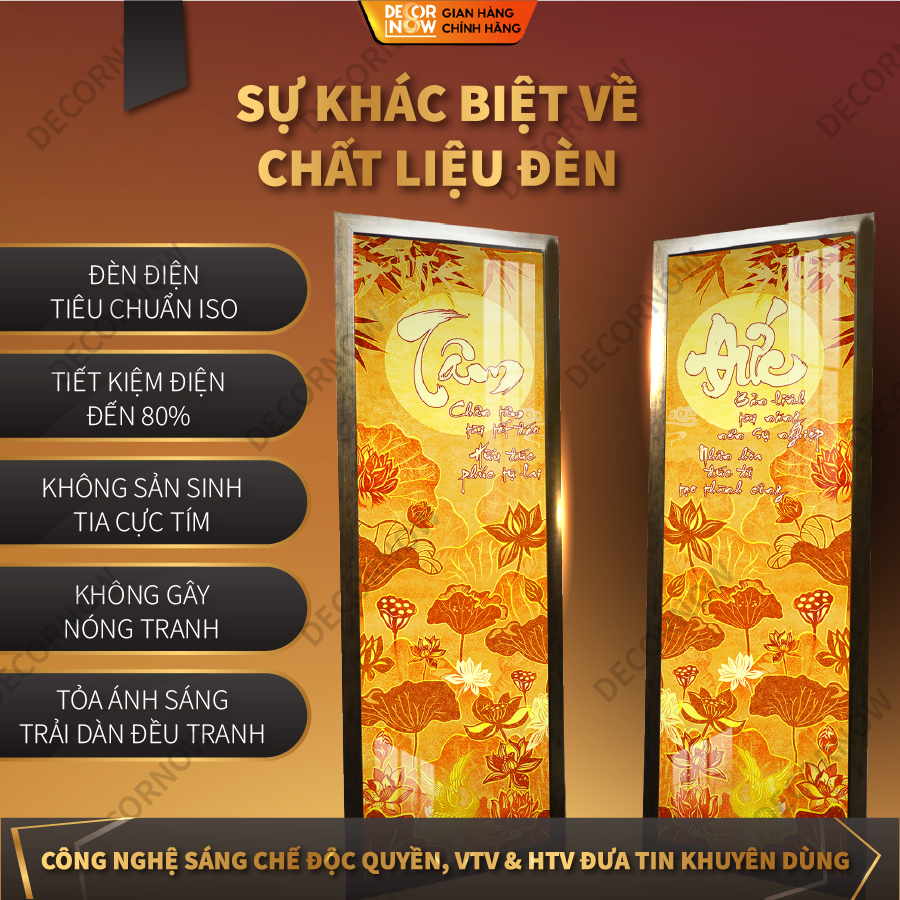 Tranh Trúc Chỉ Bộ Đối In Hoa Sen DECORNOW DCN-TC271