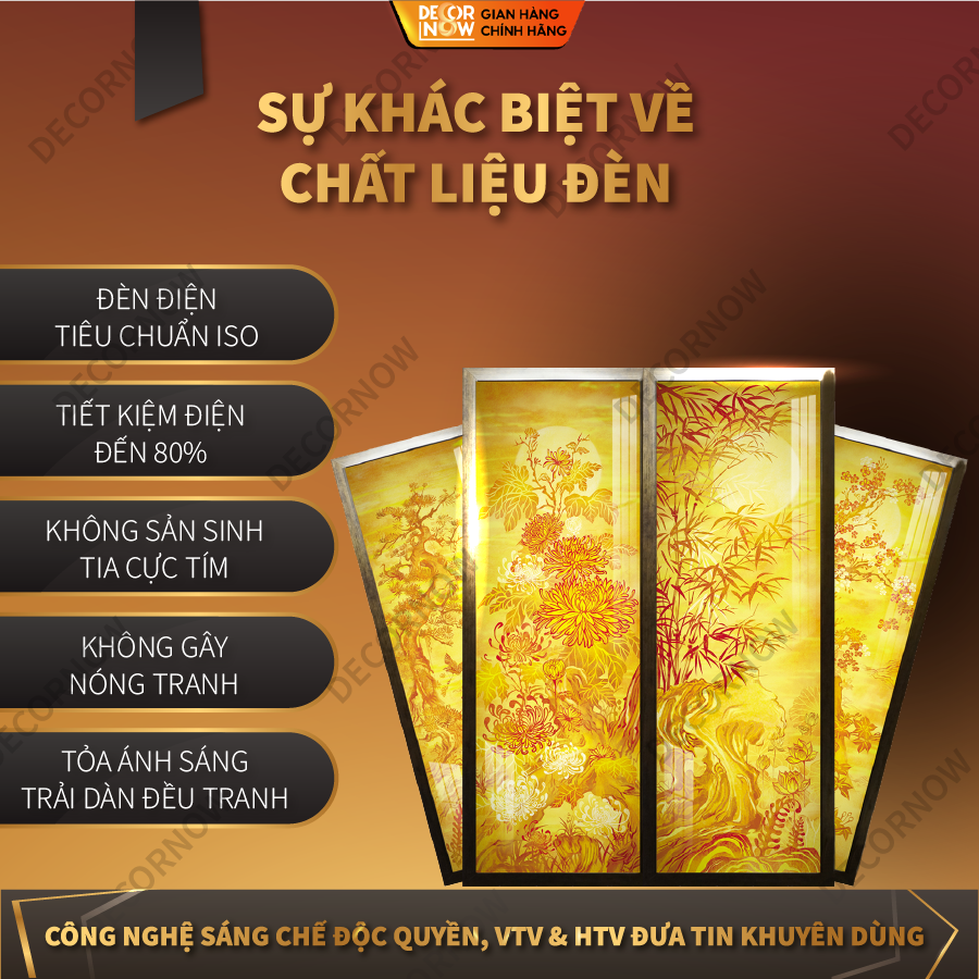 Tranh Tứ Quý Lan Mai Cúc Trúc DECORNOW DCN-TC278