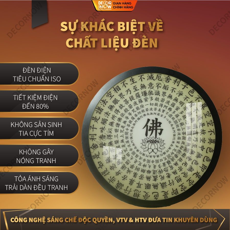 Đèn Hào Quang Phật Bát Nhã Tâm Kinh DECORNOW DCN-TC365