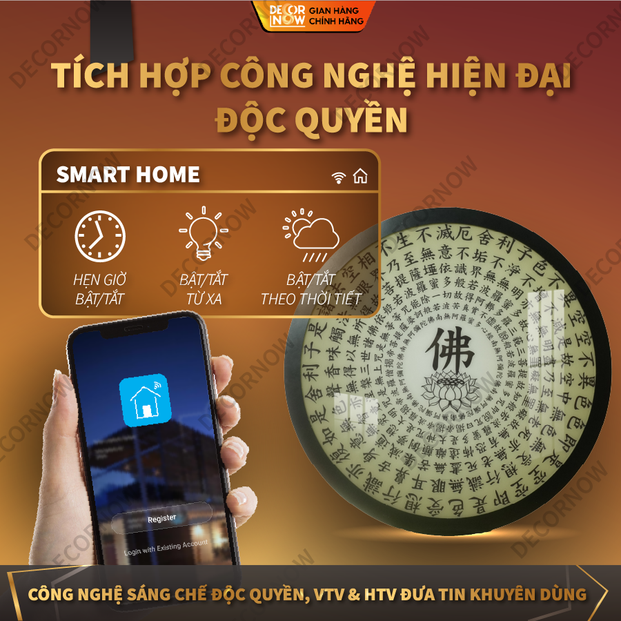 Đèn Hào Quang Phật Bát Nhã Tâm Kinh DECORNOW DCN-TC367