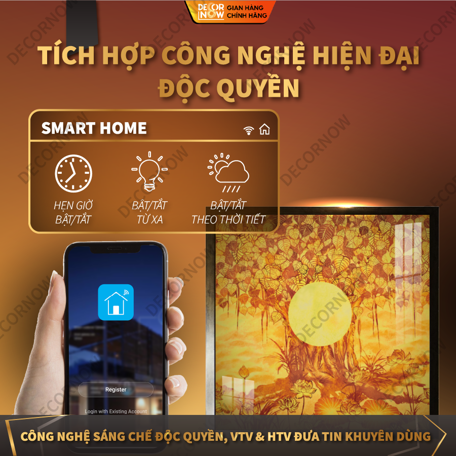 Tranh Trúc Chỉ Vuông In Hoa Sen DECORNOW DCN-TC138