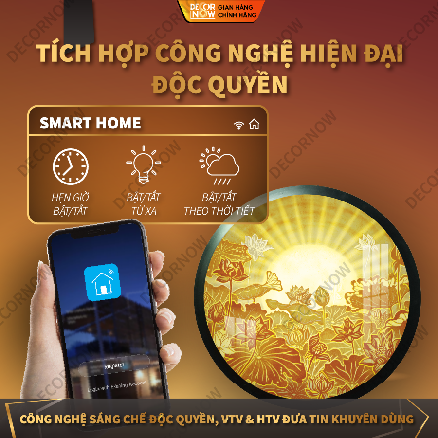 Tranh Trúc Chỉ In, Đèn Hào Quang Phật DECORNOW DCN-TC1