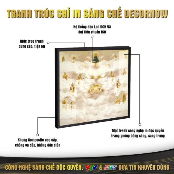 Tranh Hoằng Pháp Vuông Mây Trời Cung Trời Đao Lợi DecorNow HD37